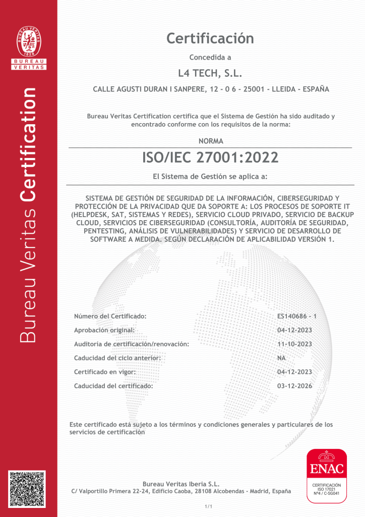 Certificació ISO 27001 - Level4