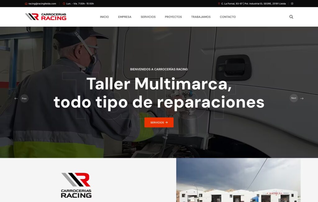 Carrocerías Racing - Exemple disseny i maquetació web - Departament Disseny Level4
