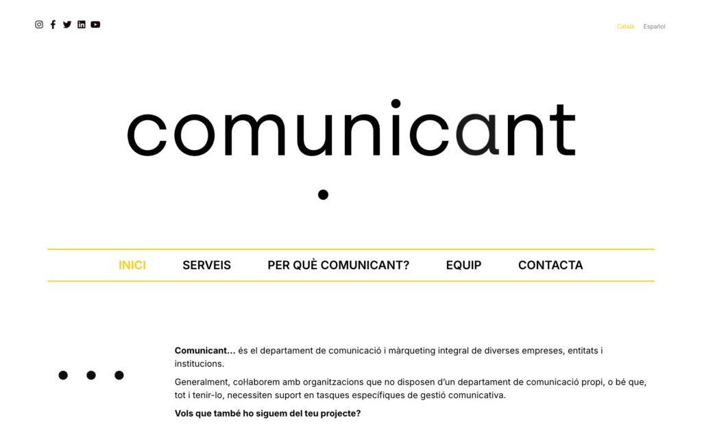 Comunicant - Exemple disseny i maquetació web - Departament Disseny Level4